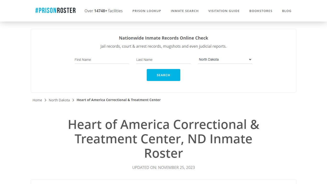 Heart of America Correctional & Treatment Center, ND Inmate Roster